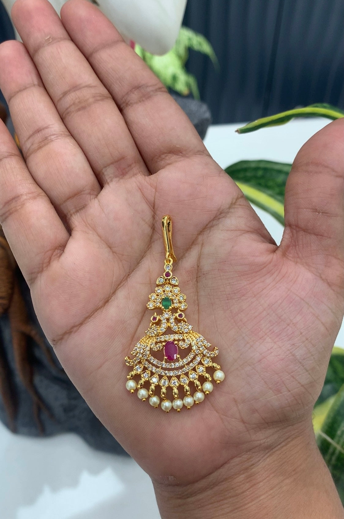 Beautiful Cz stone Gold polish tikka