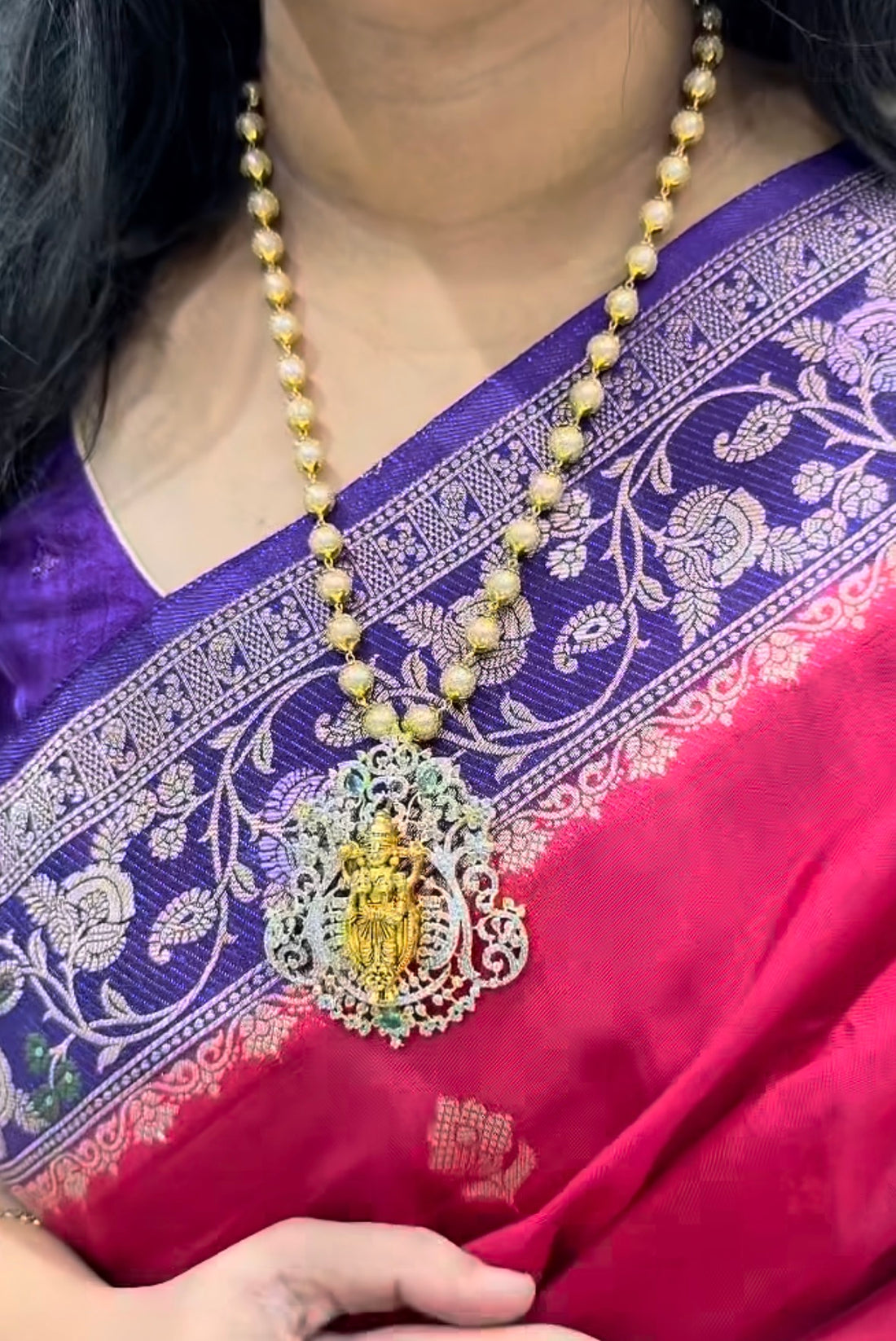 Beautiful Balaji pendant with customised handmade beads chain