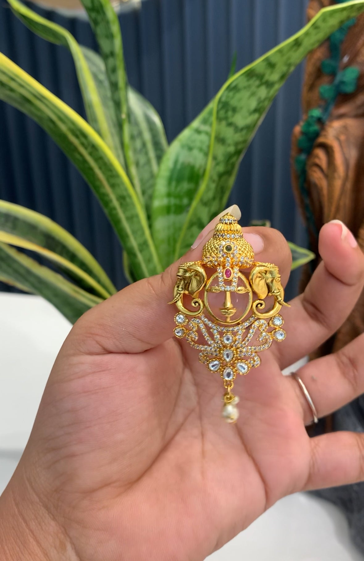 Beautiful lord Balaji pendent set with Back hook