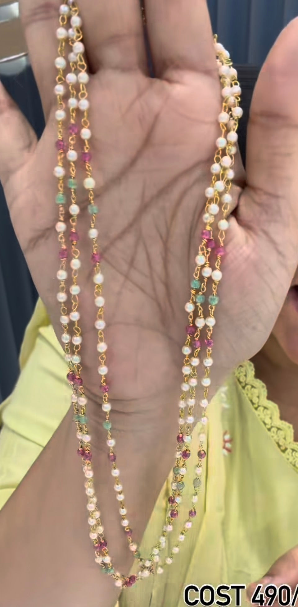 Beautiful 3-Line Customised pearls Malla ( 18 inches )