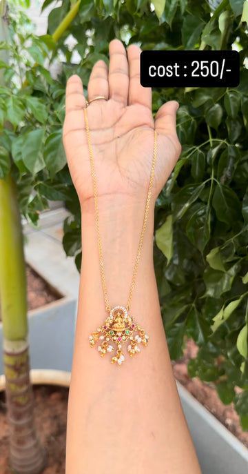 Beautiful Lakshmidevi Locket with Chandraharam Chain