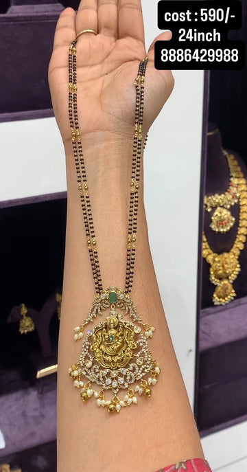 Beautiful Antipolished Lakshmidevi Locket Blackbeads