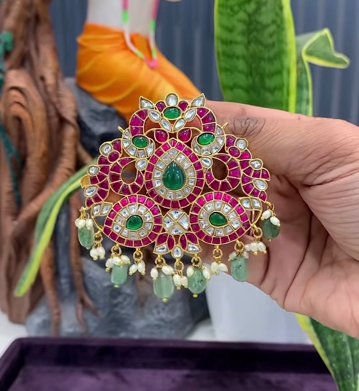 Beautiful Jadav Kundhan HeadSet With Back Hook