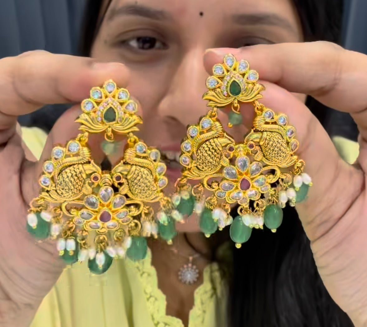 Beautiful peacock Earrings with Pushback
