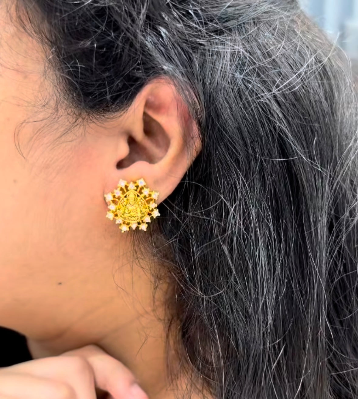Beautiful Lakshmidevi studs with pushback