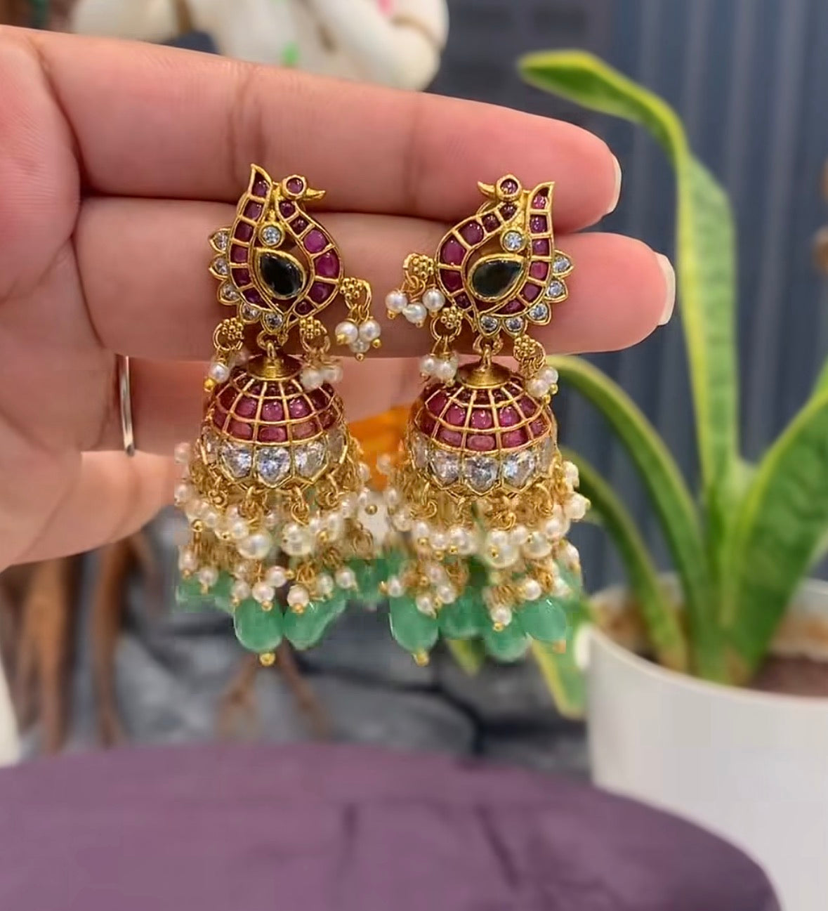Beautiful PotaStone Peacock Earrings