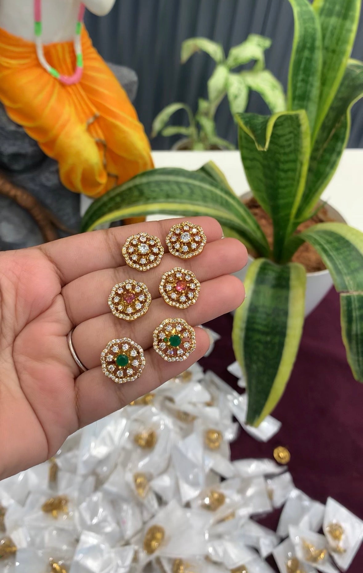 Beautiful White Stone Stud Earrings With pushback ✨