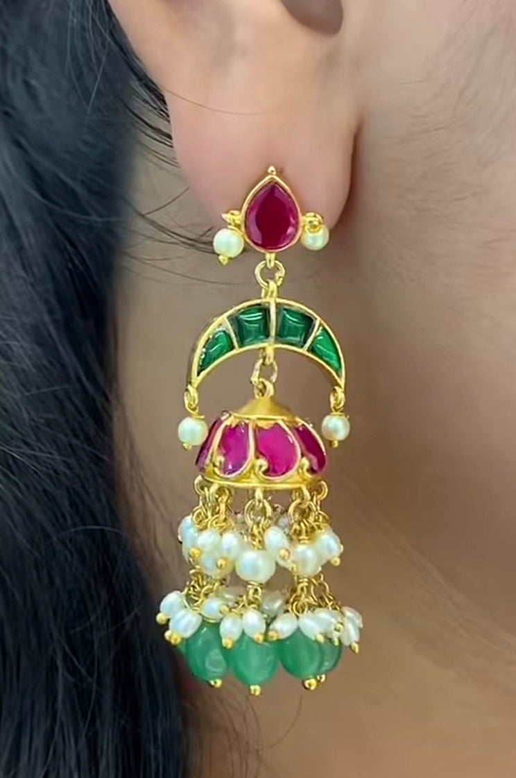 Beautiful Jadav Kundhan Jumkies with pushback & 2 step Making
