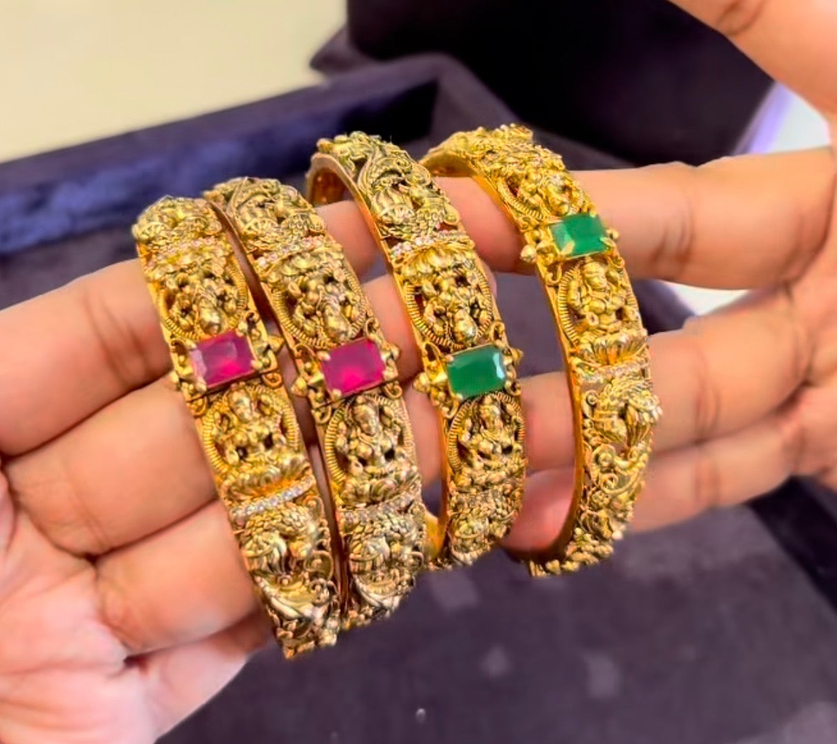 Beautiful Pink Stone Lakshmidevi Kada Bangel ( single )