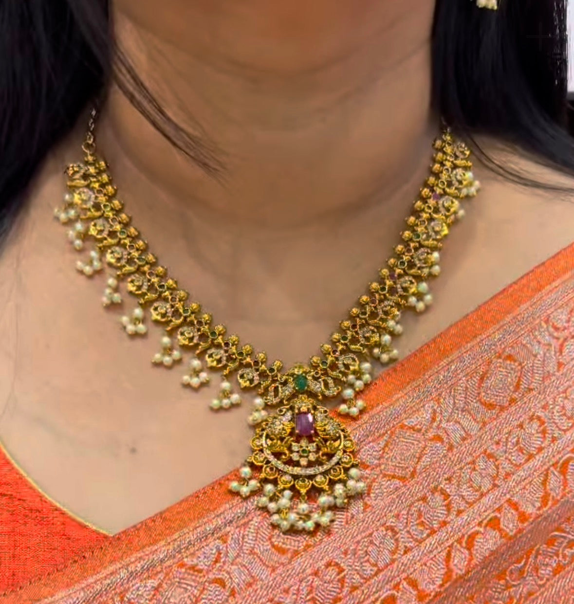 Beautiful Ruby Necklace with Push back Earrings