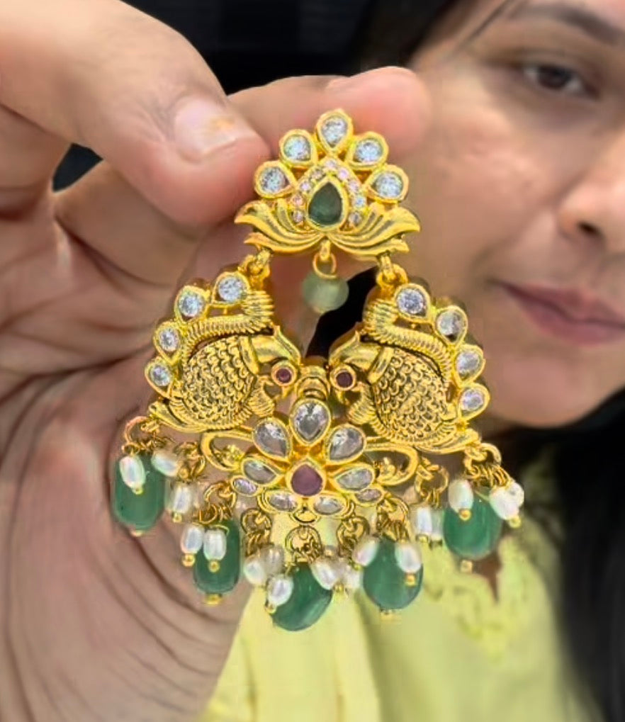 Beautiful peacock Earrings with Pushback