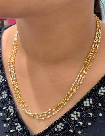Beautiful Customised 3-Line Chandraharam Chain with Silver Balls