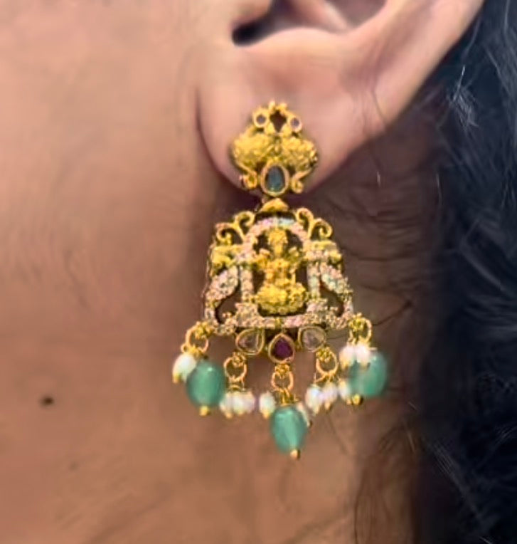 Beautiful Lakshmidevi Antic 2 Step Haram with Earrings