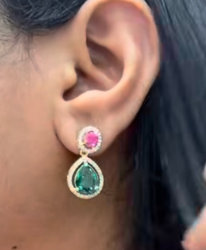Beautiful GJ 2 Step Necklace wirh cute Stud Earrings and with back Adjustable Rings