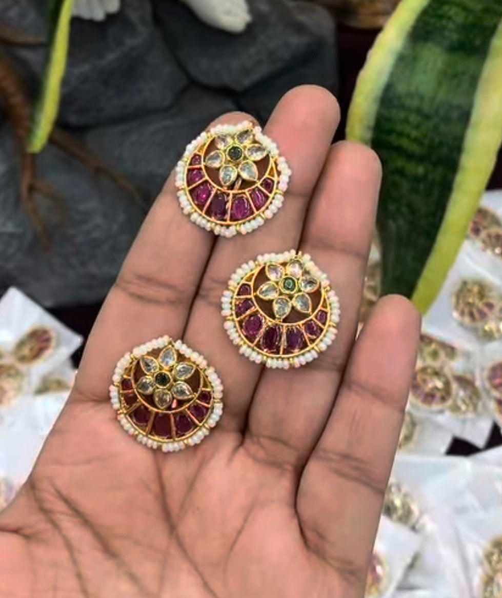 Beautiful Pota Stone Hair Pins ( Set Of 3 pins )