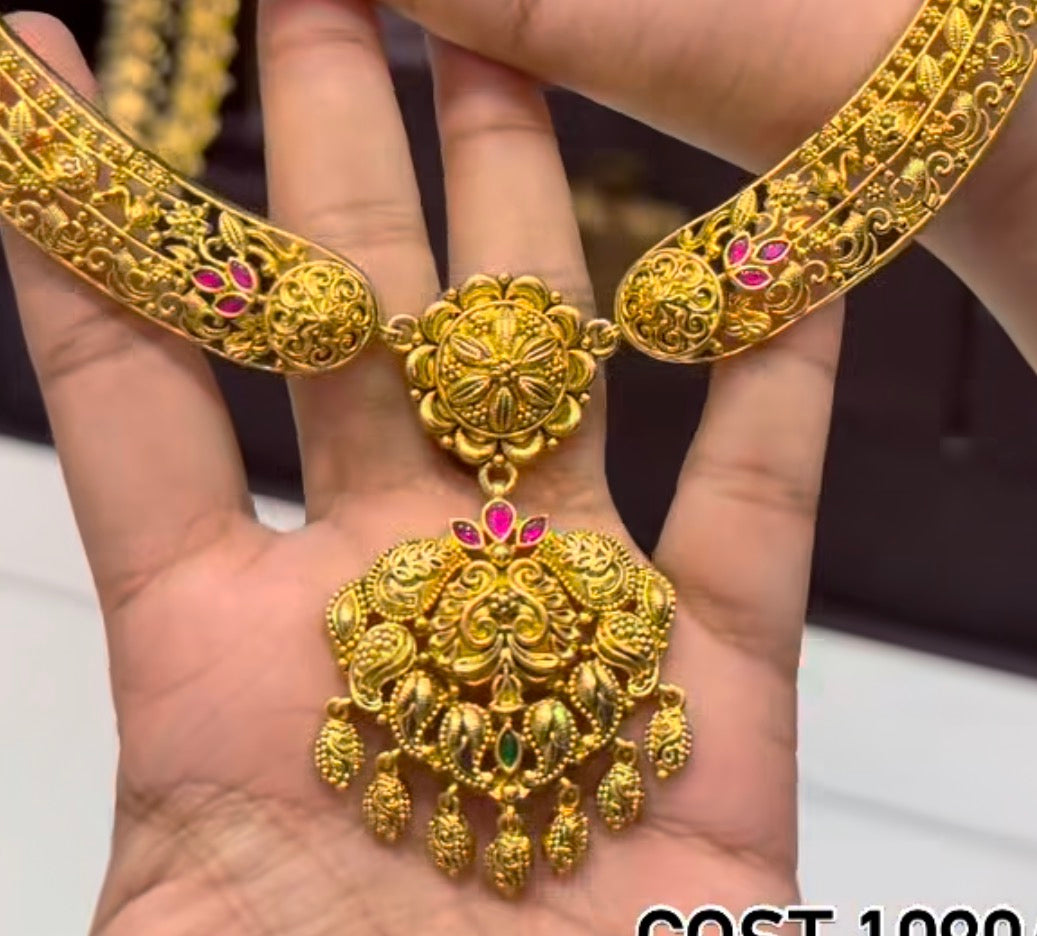 Beautiful Jadav Kanti Necklace Without GodMotive With Earrings
