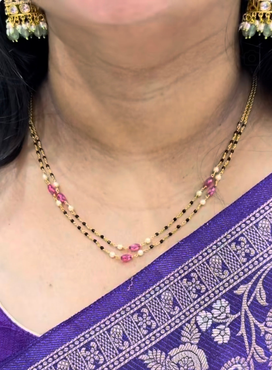 Beautiful hand-making blackbeads 2layers chain 18 inches Long