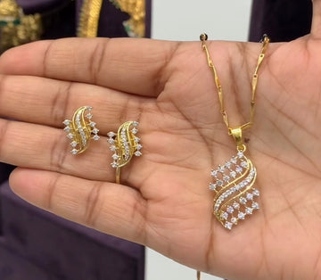 Beautiful Whitestone simple Pendant set with pushback Earrings