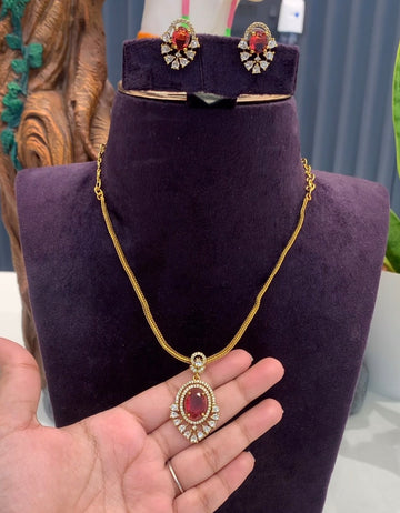 Beautiful Red Stone Nanpatti Neck Set With Pushback Earrings