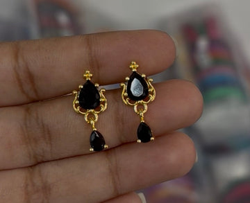 Beautiful Black Stone Cute Stud Earrings With Screwback
