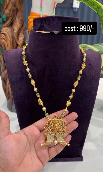 Beautiful Narashimha Swami Tigernail With customised Chain