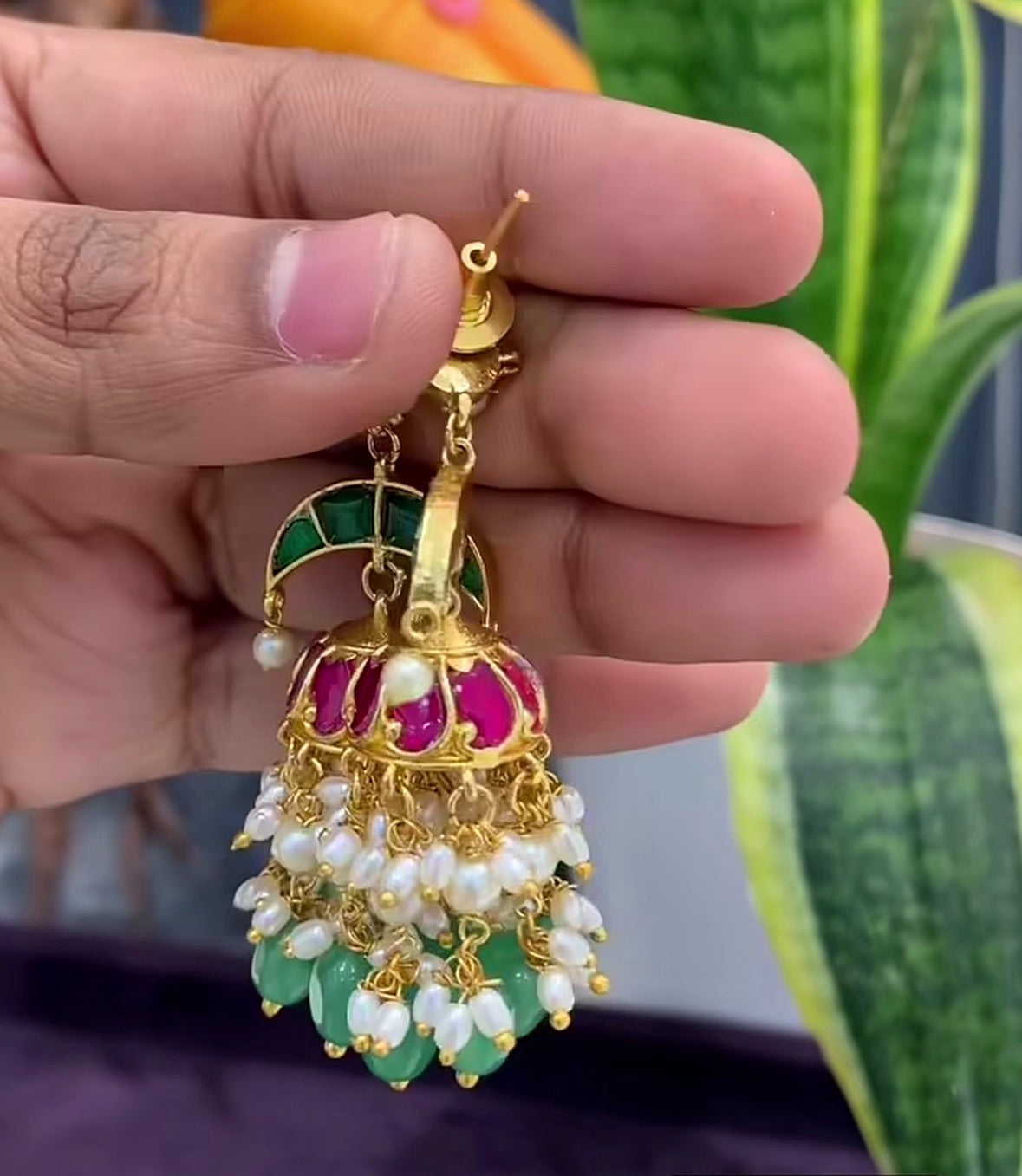 Beautiful Jadav Kundhan Jumkies with pushback & 2 step Making