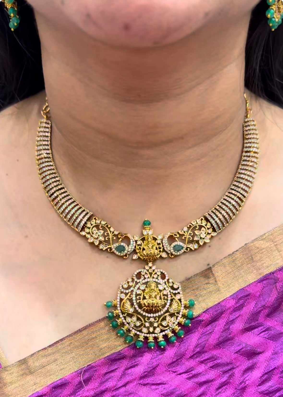 Beautiful New Lakshmidevi Kanti Pattern Necklace With Earrings
