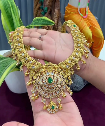 Beautiful 3D Nakshi Haram with Beautiful Pushback Earrings