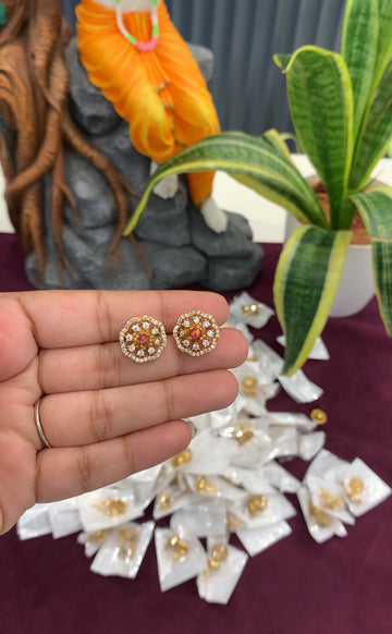 Beautiful Red Stone Stud Earrings with pushback