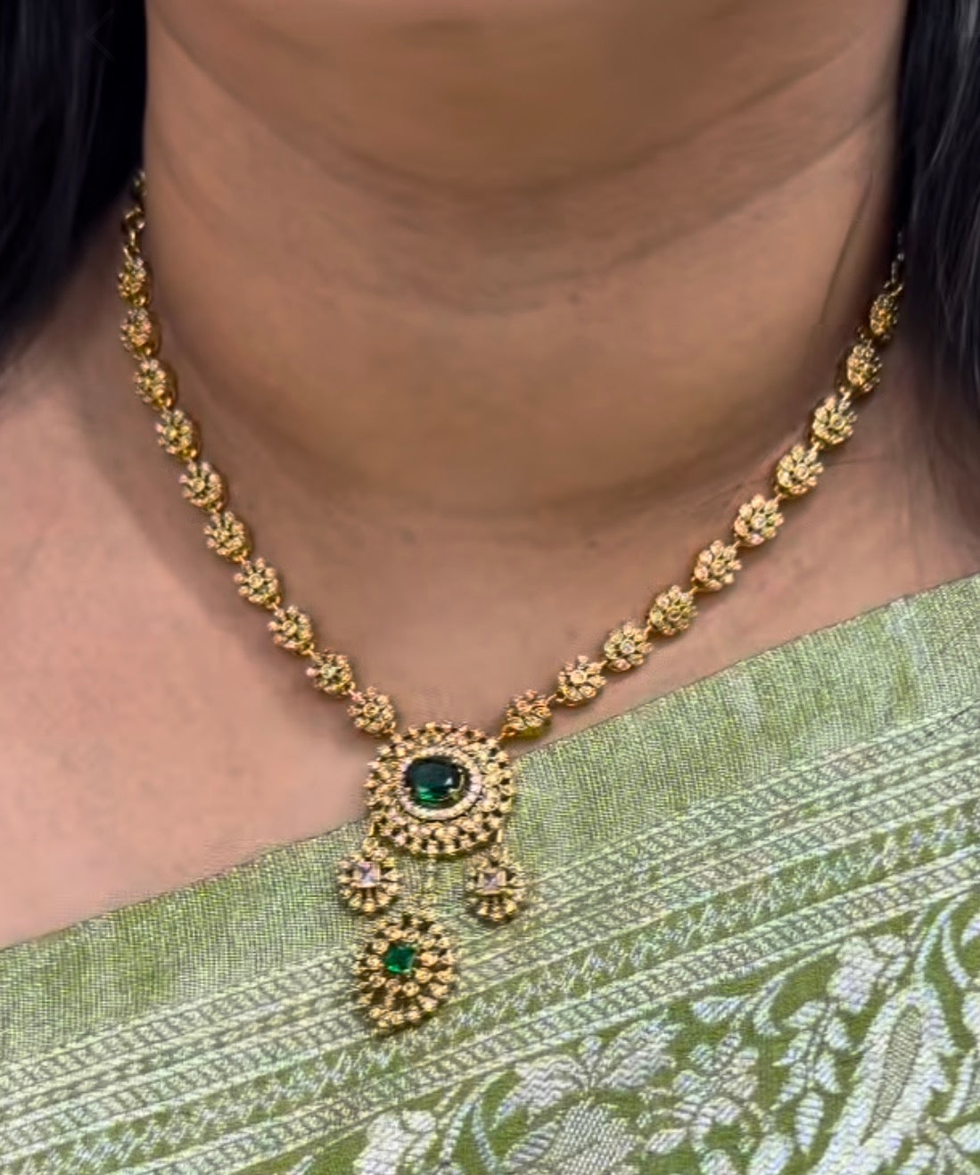 Beautiful Green Stone Party wear Necklace with Earrings