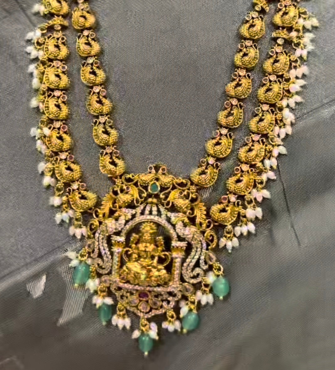 Beautiful Lakshmidevi Antic 2 Step Haram with Earrings
