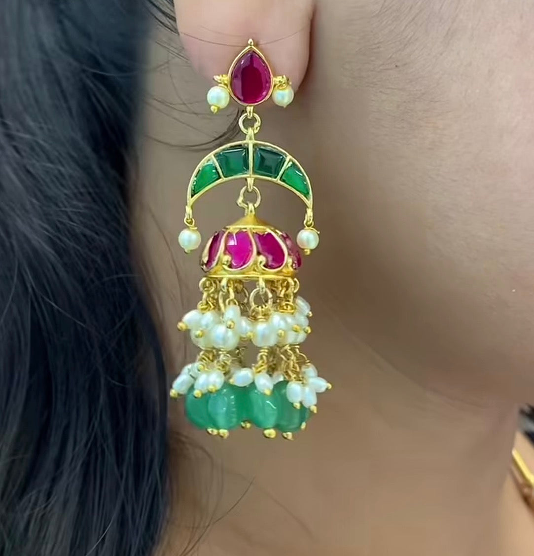 Beautiful Jadav Kundhan Jumkies with pushback & 2 step Making