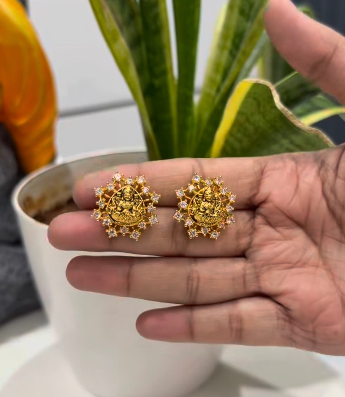 Beautiful Lakshmidevi studs with pushback