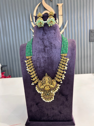 Beautiful Lakshmi Devi beads set with earrings