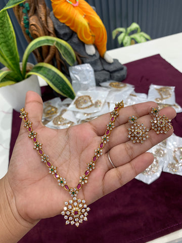 Beautiful Multi Stone Party wear Necklace with Backchain