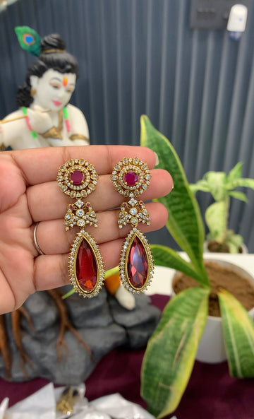 Beautiful red stone chandbalis