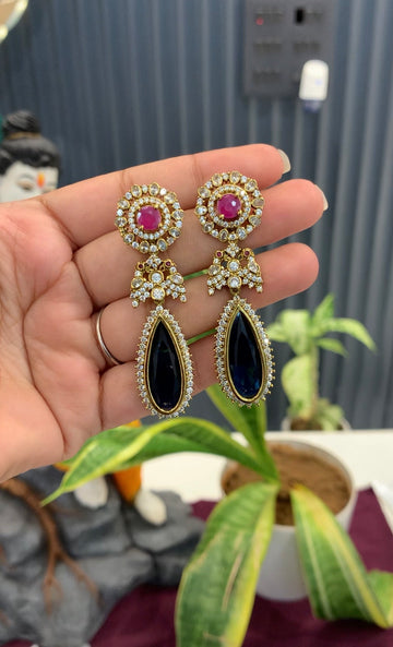 Beautiful blue stone chandbalis