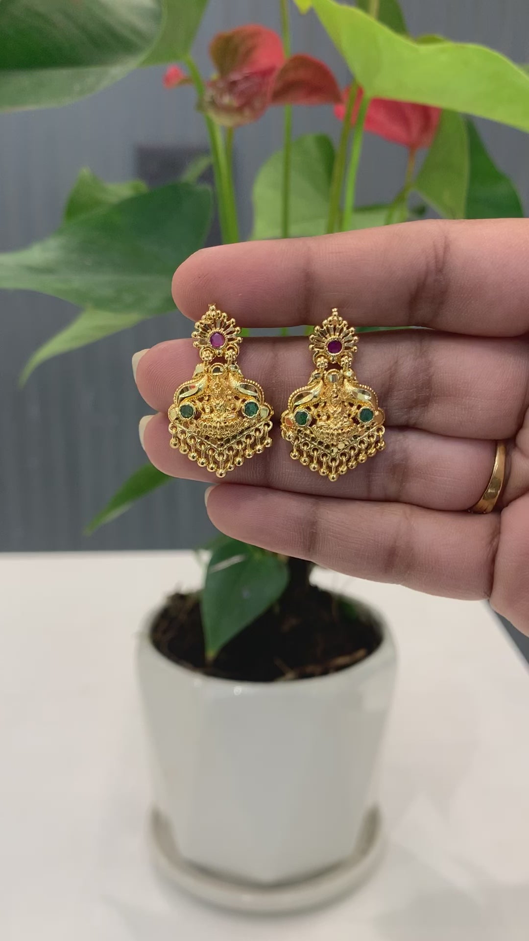 Beautiful Lakshmi micraplated earrings