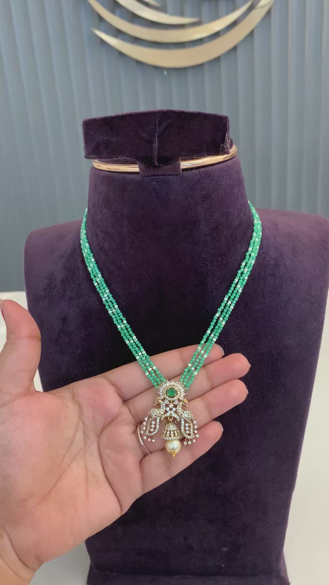 Premium beads set with CZ beads(3 lines)