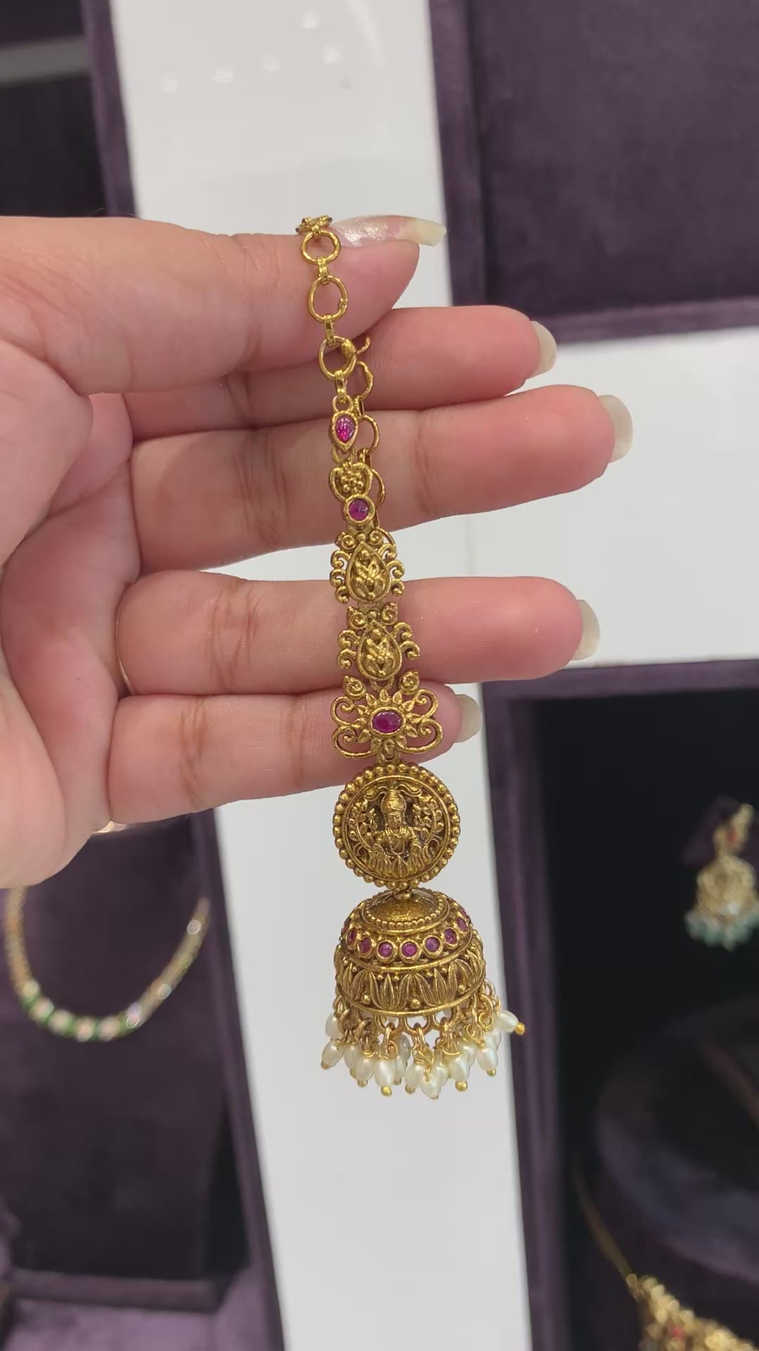 Beautiful nakshi jumkies with attached mattis