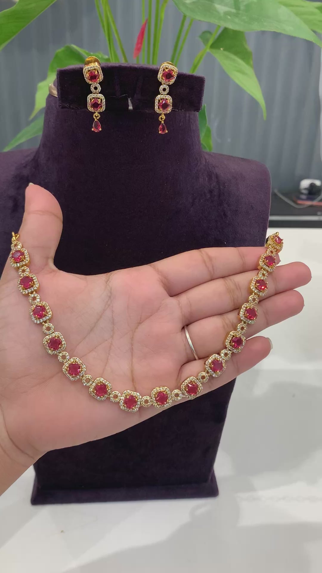 Beautiful simple red stone necklace