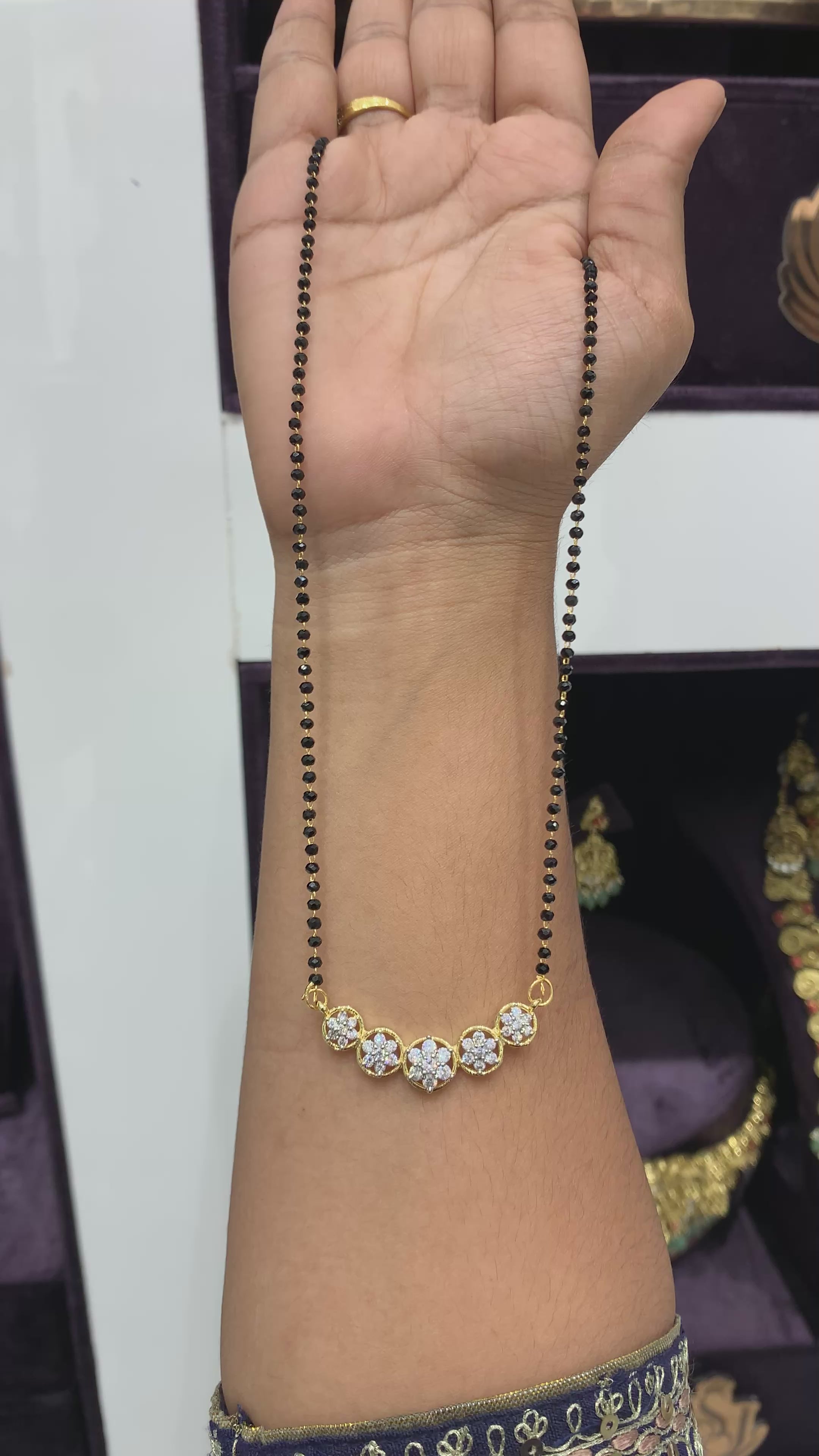 Beautiful cute locket with 18’inches crystal black beads