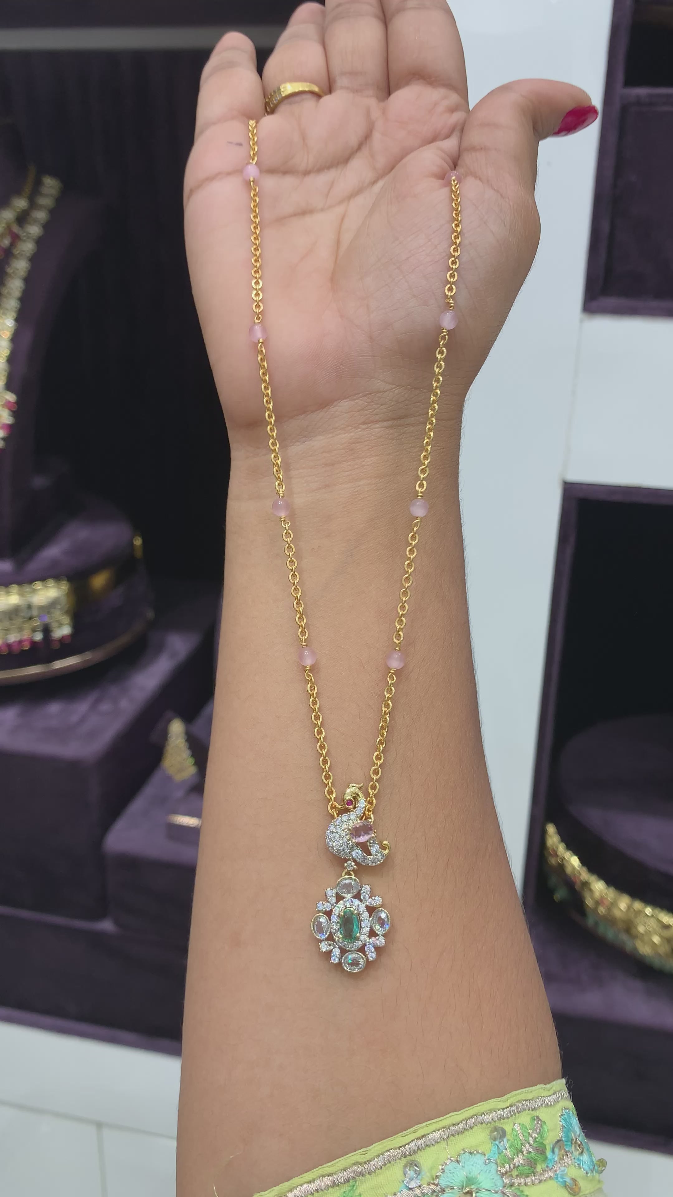 Beautiful Gj peacock locket with chain