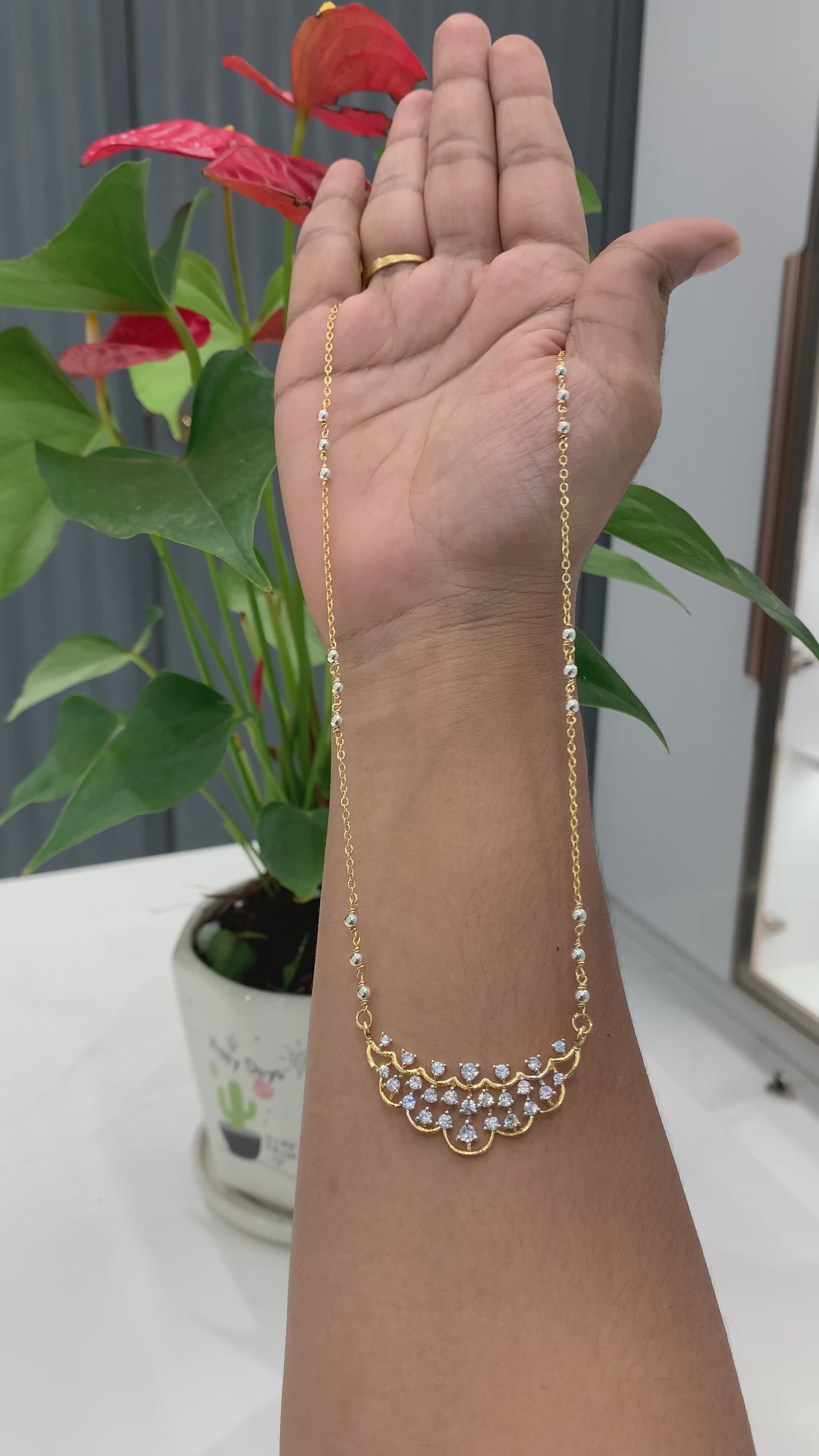 Daimond replica Locket with chain – Sujatha Gold Covering Works