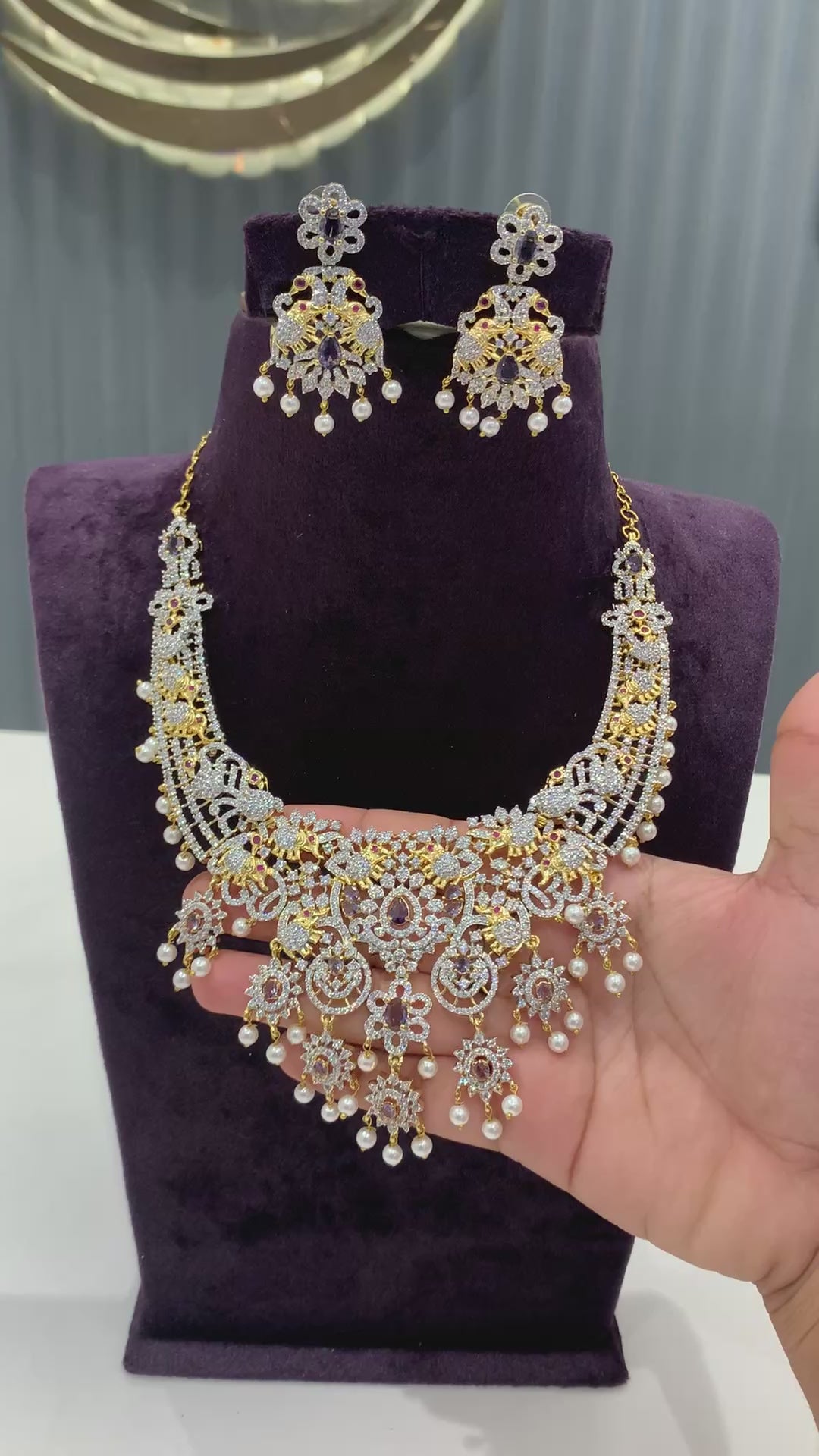 Beautiful GJ purple stone necklace