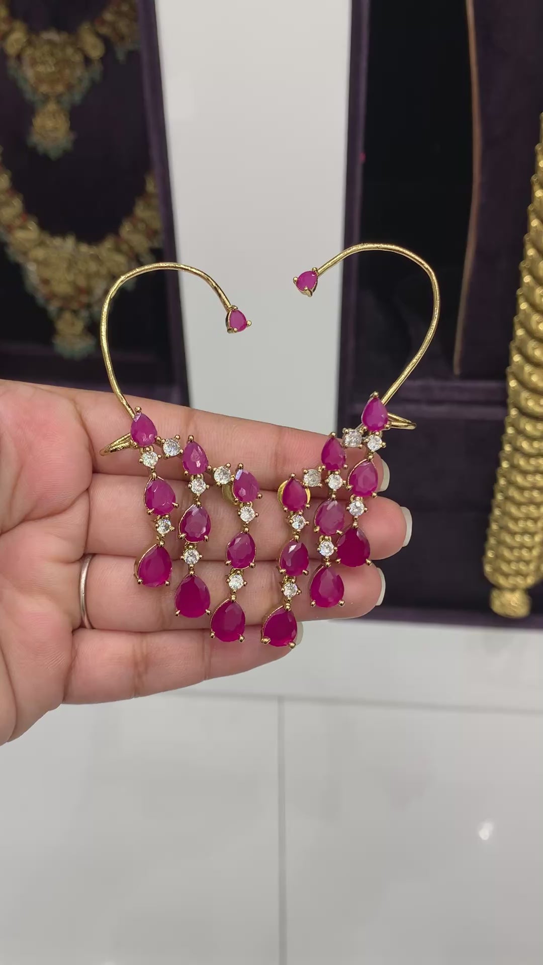 Beautiful pink trendy ear cuffs