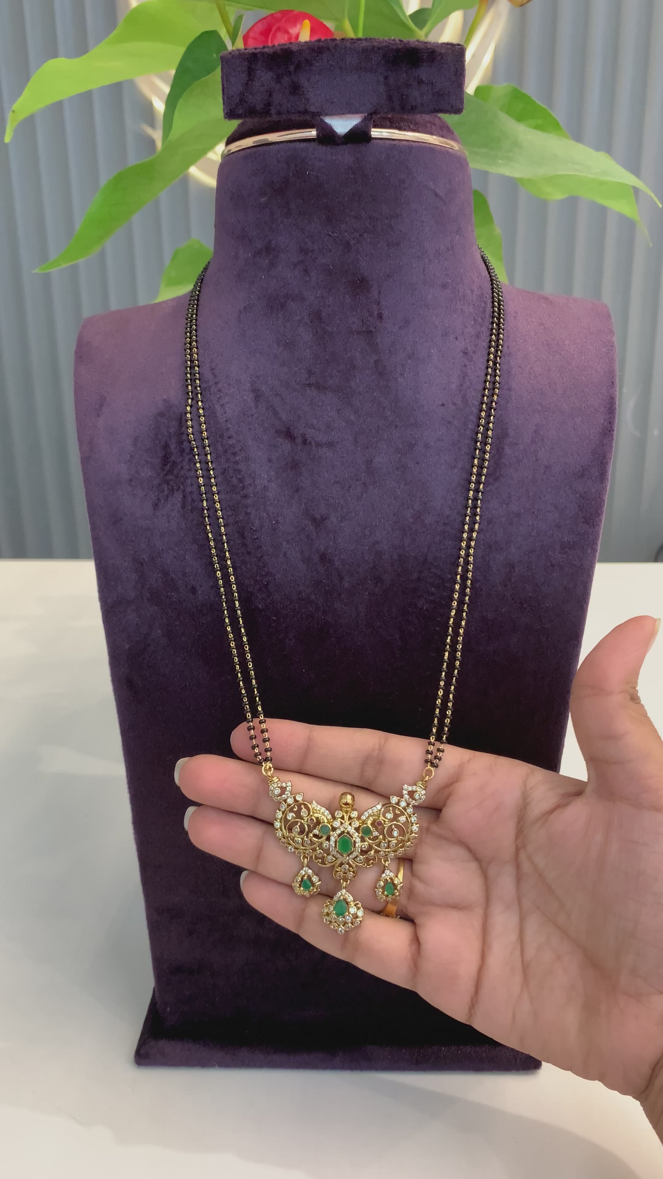 Beautiful Daimond Replica Locket with 24 inch long Black beads