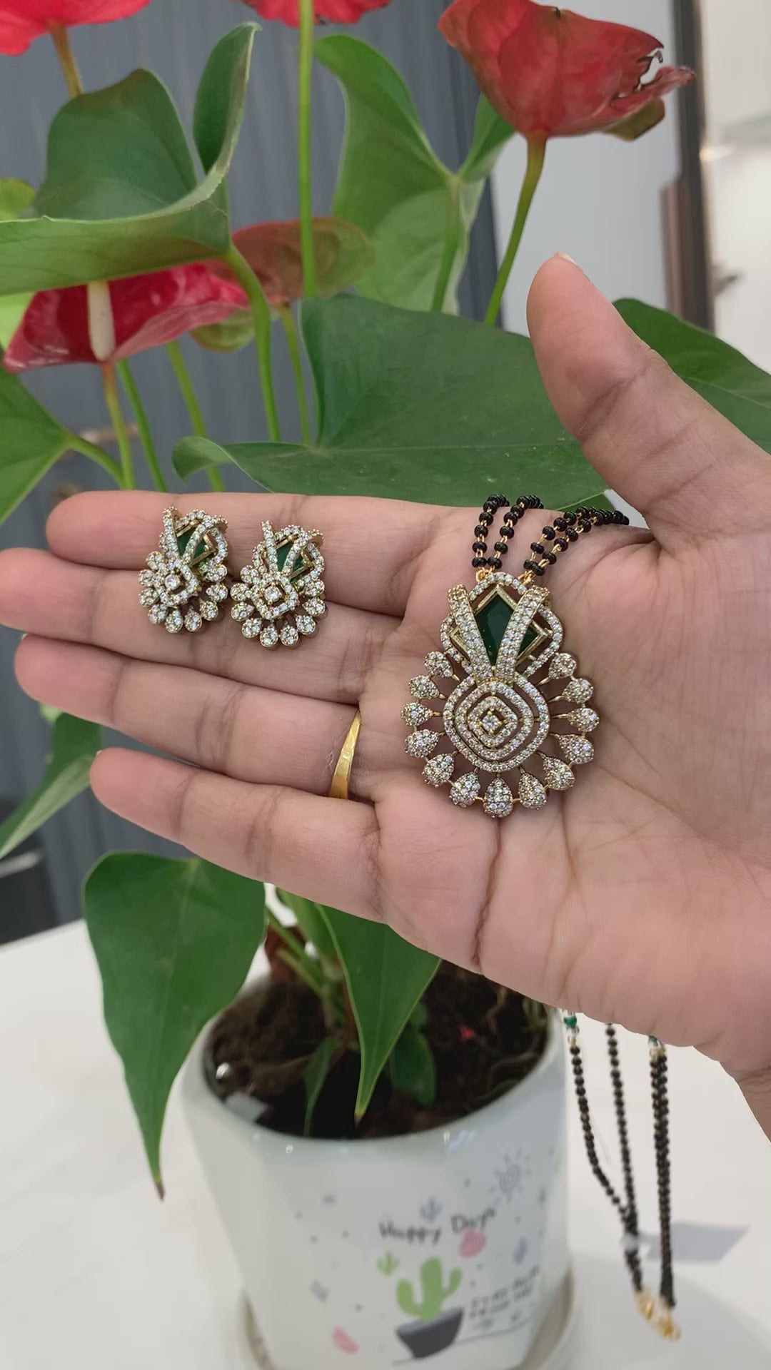 Beautiful Locket set with black beads