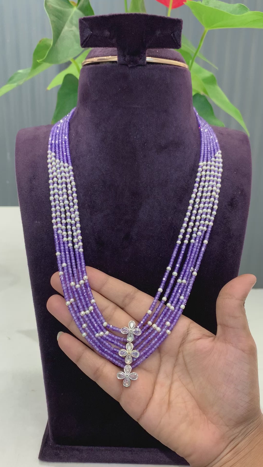 Beautiful Beads set with premium cz crystal 5 lines