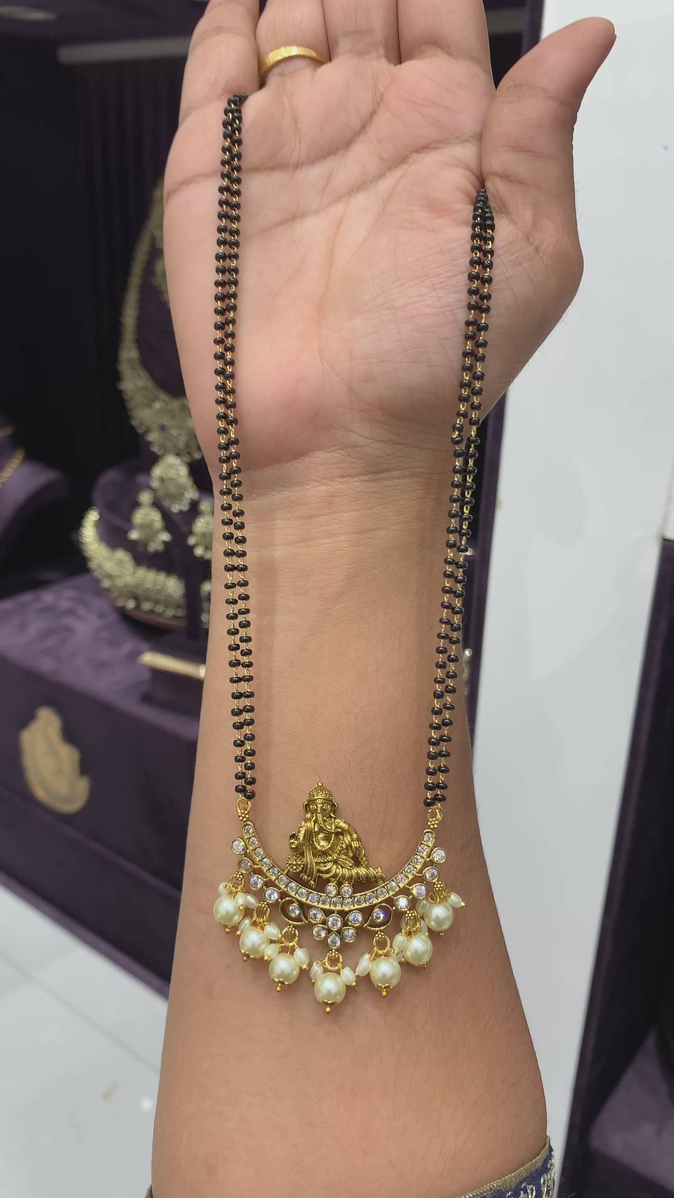 Beautiful black beads with Ganesh pendent
